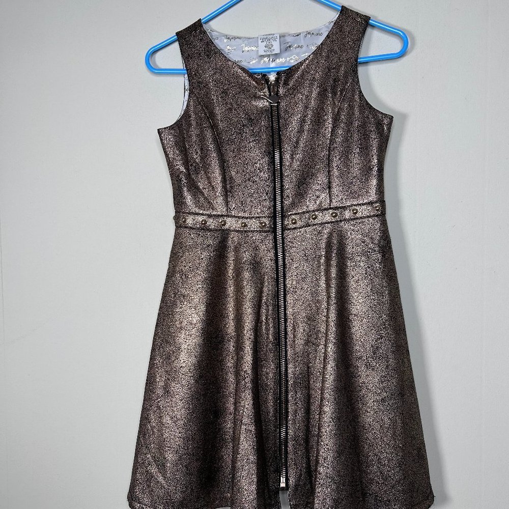 Disney Store Aladdin Princess Jasmine Fit & Flare Dress Girl 11/12 Gold Metallic